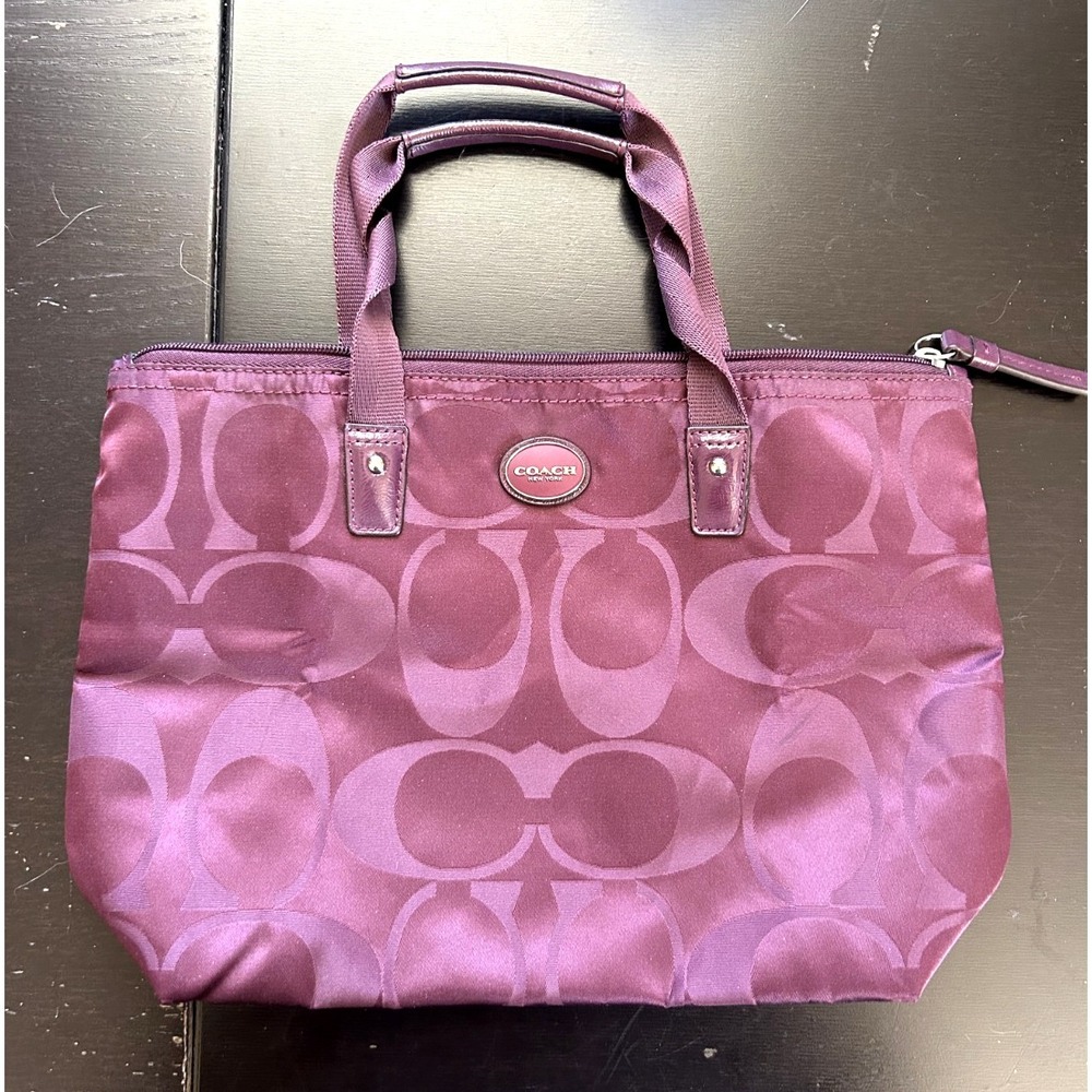 COACH Getaway Signature Nylon Packable Weekender Tote Bag Amethyst Purple